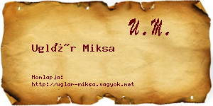 Uglár Miksa névjegykártya